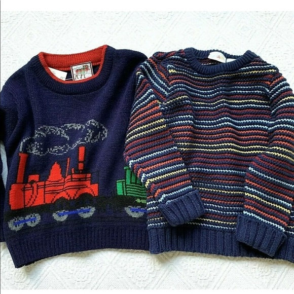 Vintage Other - Boys Size 2T 24 Months Sweater Train Stripes